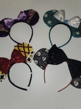 Kids Sequin Mouse Ear Headband - Purple, Teal, Red, Black